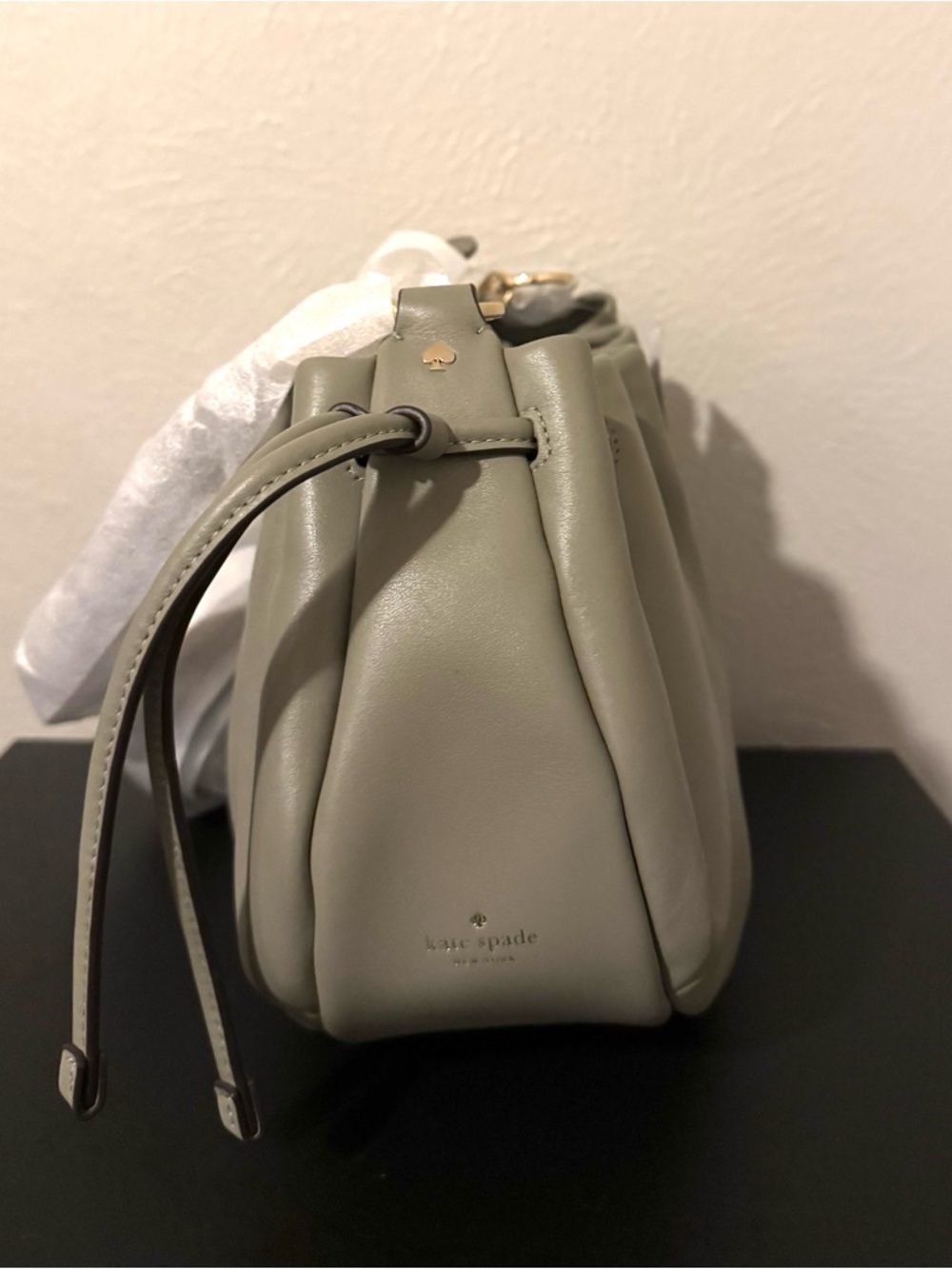 kate spade Olive Green Gathered Leather Shoulder Bag - Picture 6 of 8